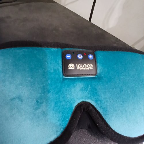 LOVEEYE RECHARGABLE BLUETOOTH SLEEPING MASK FOR BEDTIME, WITH CARRY BAG - BLUE image 2