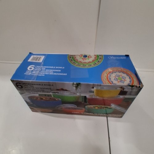 5PC SIGNATURE HOUSEWARE MICROWAVEABLE BOWLS WITH LIDS - VARIOUS PATTERNS (MODEL: 2796164) image 4