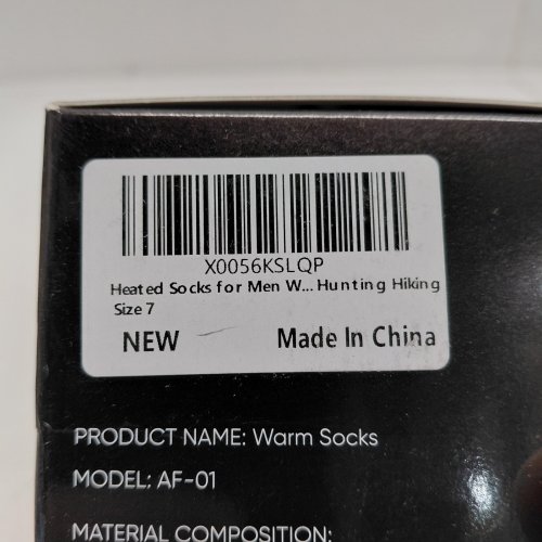 UNISEX RECHARGEABLE HEATED SOCKS - SIZE 7 - BLACK (MODEL: AF-01) image 4