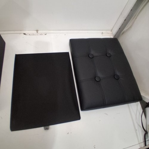 FOLDING LEATHER FOOT REST OTTOMAN WITH STORAGE - 17"- BLACK image 3