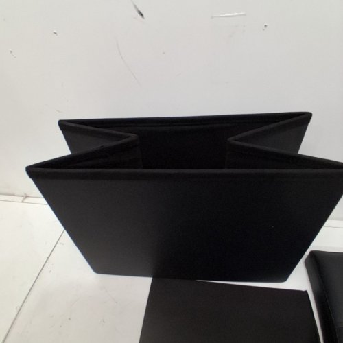 FOLDING LEATHER FOOT REST OTTOMAN WITH STORAGE - 17"- BLACK image 4