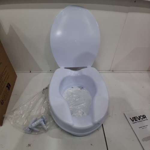 VEVOR CLAMP-ON RAISED TOILET SEAT RISER - 4" - WHITE - (MODEL: FBL760600) image 2