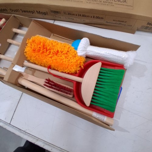6PC MELISSA & DOUG LET’S PLAY HOUSE! DUST! SWEEP! MOP! PRETEND PLAY SET WITH BROOM, MOP, DUSTER, BRUSH, DUSTPAN & STORAGE STAND - MULTI-COLOUR (MODEL: 96049) image 3