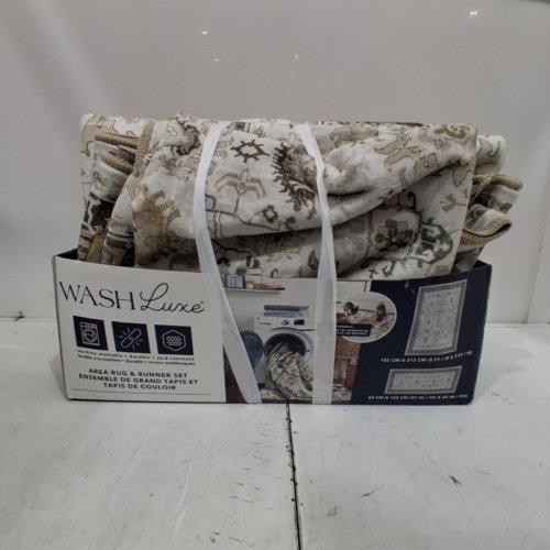 2PC WASHLUXE AREA RUG & RUNNER SET - 5FT X 7FT & 2.25FT X 5FT - BEIGE/BROWN/BLACK (MODEL: 2046294) image 3