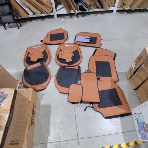 8PC COVERADO CAR SEAT COVER SET - UNIVERSAL FIT - BROWN / BLACK image 2
