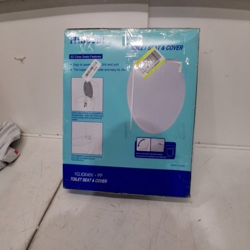 HIBBENT PREMIUM ONE CLICK RELEASE SLOW CLOSE ELONGATED TOILET SEAT WITH COVER - 18.5" - WHITE (MODEL: 1CLICK40V) image 5