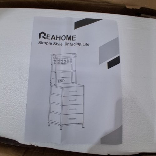 REAHOME 5-DRAWER STORAGE ORGANIZER WITH SHELF AND HOOKS - DARK GRAY (MODEL: HDO52YB-SL) image 3