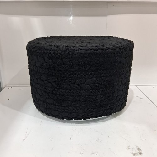 POOFIEOTTO ROUND POUF UPHOLSTERED OTTOMAN - 20" X 14" - BLACK image 4