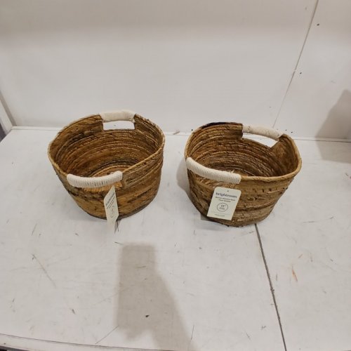 2PK BRIGHTROOM BANANA BARK WOVEN BASKET - 11" - NATURAL image 2
