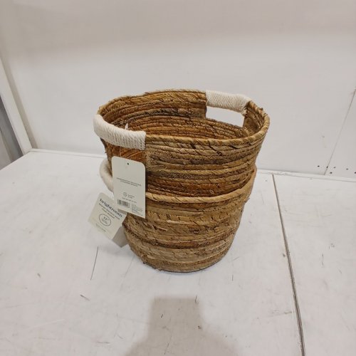 2PK BRIGHTROOM BANANA BARK WOVEN BASKET - 11" - NATURAL image 3