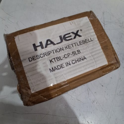 HAJEX COATED CAST IRON KETTLEBELL WEIGHT - 5 LBS - YELLOW / BLACK image 3