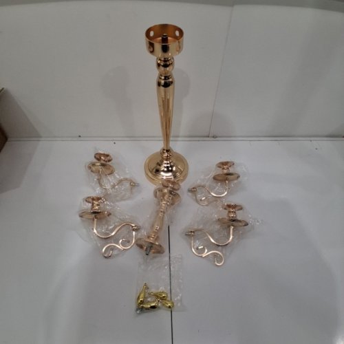ALLGALA DECORATIVE GOLD-PLATED CANDLE HOLDER CANDELABRA - 26" X 16" - GOLD image 3