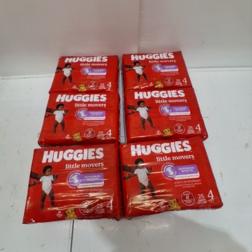 6 (25PK) HUGGIES LITTLE MOVERS DIAPERS - SIZE 4 - WHITE (TOTAL 150) image 2