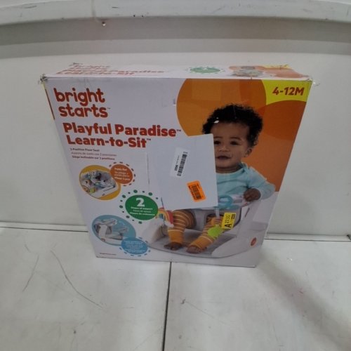 BRIGHT STARTS LEARN-TO-SIT 2-POSITION BABY FLOOR SEAT WITH TOYS - 4-12MONTHS - GREY / WHITE / YELLOW ( MODEL 12956 ) image 4