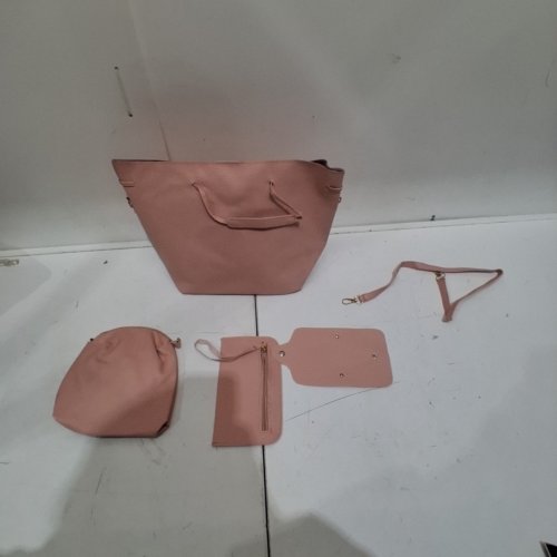 5PC FAUX LEATHER HANDBAG WITH ACCESSORIES - DUSTY ROSE image 2