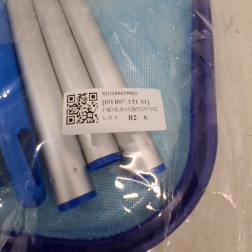 POOL SKIMMER NET POLE LEAF RAKE WITH MESH NET - 4FT - GREY/BLUE image 2