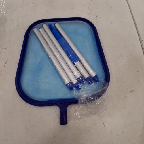 POOL SKIMMER NET POLE LEAF RAKE WITH MESH NET - 4FT - GREY/BLUE image 3