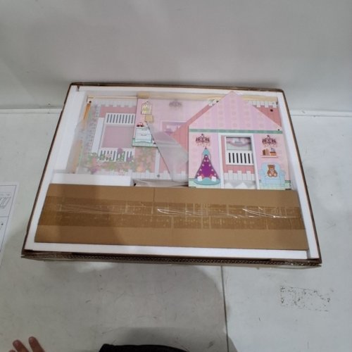 24PC ROBUD "SWEET HOME" WOODEN DOLLHOUSE PLAYSET WITH DOLL ELEVATOR - 32" X 24" X 12" - PINK (MODEL:‎ WDH04) image 2