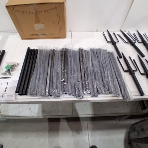 6PK NUERPO HEAVY DUTY ADJUSTABLE METAL STRING LIGHT POLES - 10FT - BLACK image 4