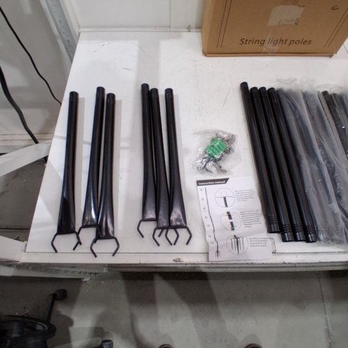 6PK NUERPO HEAVY DUTY ADJUSTABLE METAL STRING LIGHT POLES - 10FT - BLACK image 5