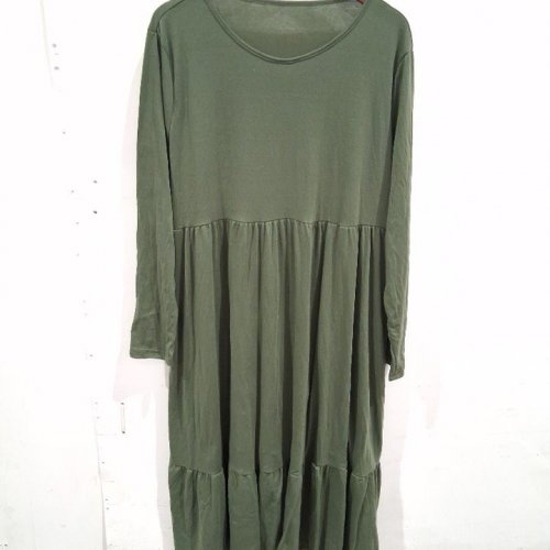 WOMEN'S LONG SLEEVE MAXI LENGTH DRESS - 2XL - OLIVE GREEN image 2