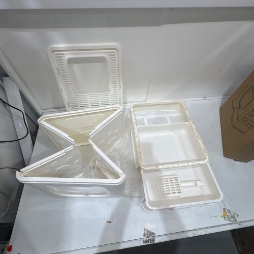 HELLOMIAO FULLY ENCLOSED FOLDABLE DRAWER-TYPE CAT LITTER BOX WITH LID AND PLASTIC SCOOP - WHITE - (MODEL: MSP-13) image 2