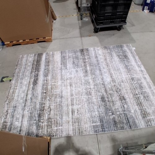 WYATT & ASH TAPIS LUCA MACHINE WASHABLE LIVING ROOM AREA RUG CARPET - 6FT X 9FT - WHITE AND GREY image 2