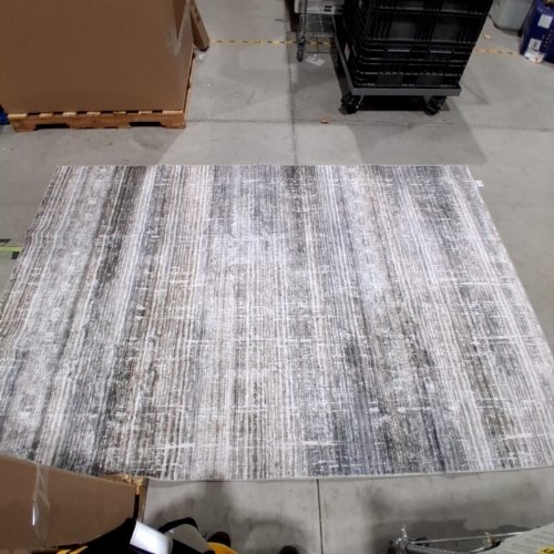 WYATT & ASH TAPIS LUCA MACHINE WASHABLE LIVING ROOM AREA RUG CARPET - 6FT X 9FT - WHITE AND GREY image 3