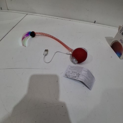 INTERACTIVE CAT TOY WITH MOTORIZED BALL AND STRING - RED (MODEL: P02) image 3