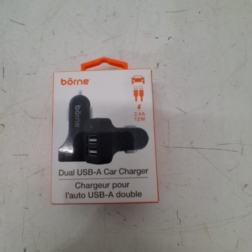 BORNE DUAL USB-A CAR CHARGER - 2.4A, 12W - BLACK image 2
