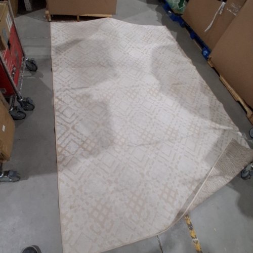 GEOMETRIC STRIPE SOFT AREA RUG - 10FT X 6.5FT, WASHABLE, NON-SLIP - IVORY/BEIGE image 3