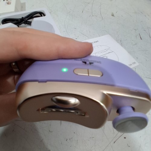 UNBRANDED MULTIFUNCTIONAL ELECTRIC NAIL MACHINE, 2-IN-1 NAIL TRIMMER AND FILE WITH LED LIGHT - FOR ALL AGES - PURPLE (MODEL: CH-705) image 2