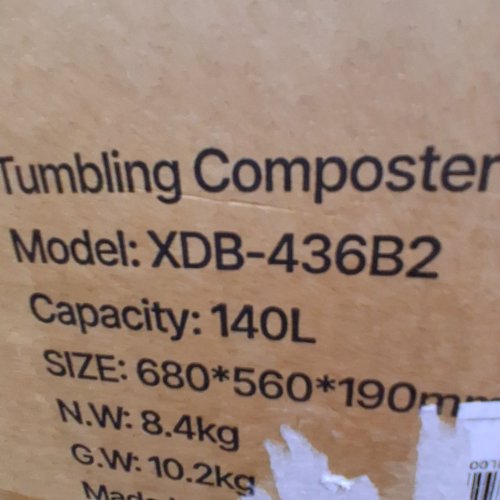 COMPOST TUMBLER DUAL CHAMBER WITH 2 SLIDING DOORS AND AERATION SYSTEM - 53GAL - ORANGE/BLACK (MODEL: XDB-436B2) image 4