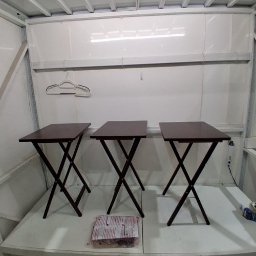 3PK AMAZON BASICS CLASSIC TV DINNER / SNACK TABLE SET WITH STORAGE RACK - ESPRESSO image 2
