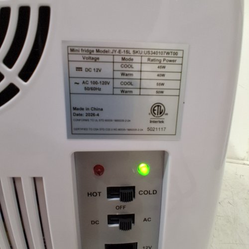 MINI FRIDGE - 15 L - 12 V DC - 100-120 V AC - 45W COOL / 40W WARM DC - 55W COOL / 50W WARM AC - WHITE (MODEL: JY-E-15 L) image 4