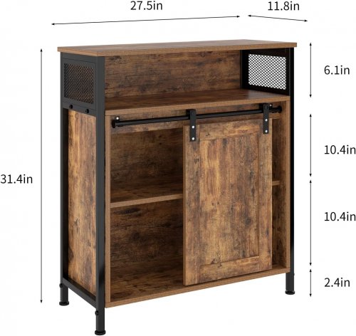 SOGES INDUSTRIAL STORAGE CABINET WITH SLIDING BARN DOOR - 27.5" X 11.8" X 31.4" - (MODEL: 10CZLXLR06TW-FG) image 2