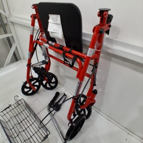 MEDLINE GUARDIAN BASIC STEEL ROLLATOR WALKER WITH 8'' WHEELS - RED (MODEL: MDS86860ERS8) image 3