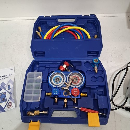 PBAAUTOS VACUUM PUMP AND 3-WAY MANIFOLD GAUGE SET FOR REFRIGERATION RECHARGING & MAINTENANCE- 4 CFM, 1/3 H/P, 600PSI - BLUE (MODEL: ‎4CFM-01LT) image 7