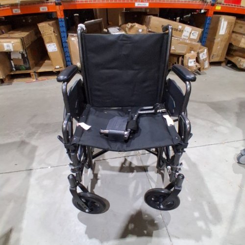 MEDLINE WHEEL CHAIR WITH FLIP-BACK ARMS AND SWING AWAY FOOTRESTS 20'' SEAT 300LB WEIGHT CAPACITY BLACK (MODEL:K1206N22S) image 2
