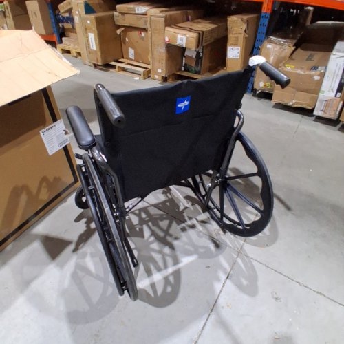 MEDLINE WHEEL CHAIR WITH FLIP-BACK ARMS AND SWING AWAY FOOTRESTS 20'' SEAT 300LB WEIGHT CAPACITY BLACK (MODEL:K1206N22S) image 4