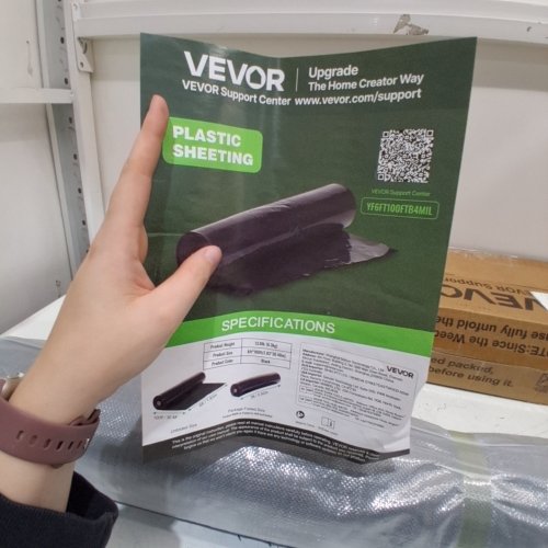 VEVOR MULTI-USE PLASTIC SHEETING ROLL HEAVY DUTY FILM - 6FT X 100FT - BLACK (MODEL: YF6FT100FTBMIL) image 2