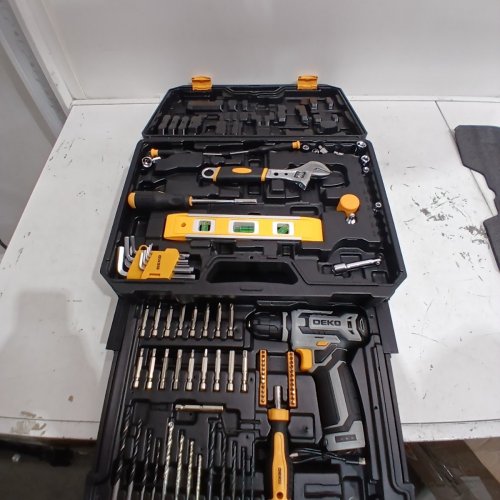 238PC DEKO TOOL SET WITH CORDLESS DRILL - BLACK/ORANGE image 3