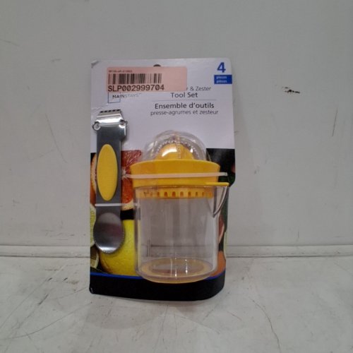 4PC MAINSTAYS CITRUS JUICER & ZESTER TOOL SET WITH STAINLESS STEEL BLADE - YELLOW image 2
