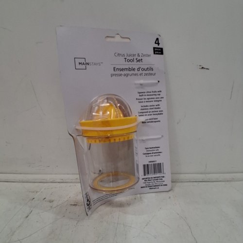 4PC MAINSTAYS CITRUS JUICER & ZESTER TOOL SET WITH STAINLESS STEEL BLADE - YELLOW image 3