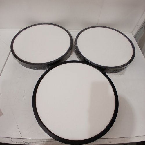 6PK TALOYA MOON FLUSH MOUNT LED CEILING LIGHT FIXTURE WHITE RING - 16" - 24W - 3000K TO 6500K - BLACK / WHITE (MODEL: 8293) image 3