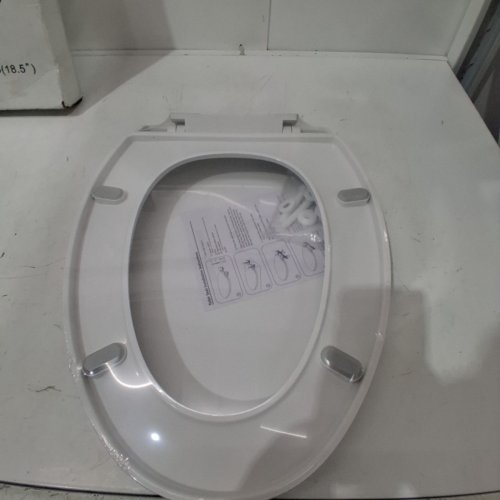 EILLBAR ELONGATED OVAL(OBLONG) TOILET SEAT WITH SOFT CLOSE - 18.5" - WHITE image 3