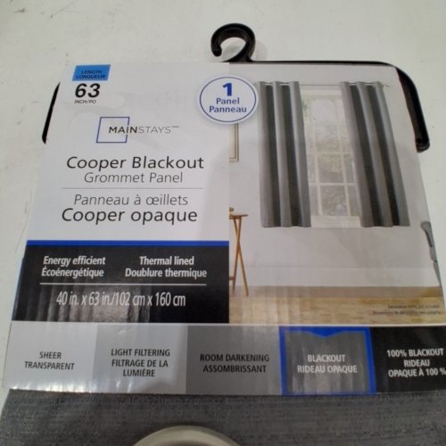 MAINSTAYS BLACKOUT GROMMET CURTAIN PANEL - 40" X 63" - LIGHT GREY (STYLE: MSM8704321C) image 3