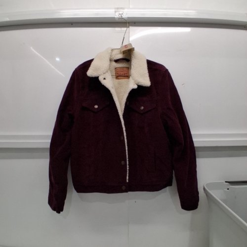 WOMEN'S LEVI'S 90'S SHERPA CORDUROY TRUCKER JACKET - LARGE - BURGUNDY image 2