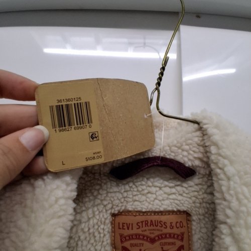 WOMEN'S LEVI'S 90'S SHERPA CORDUROY TRUCKER JACKET - LARGE - BURGUNDY image 4
