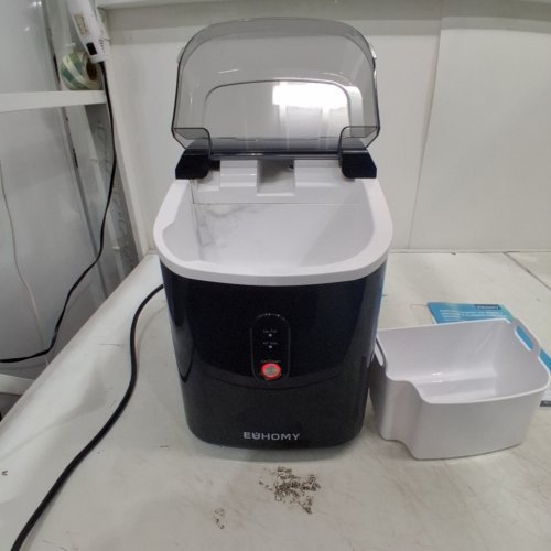 EUHOMY COUNTERTOP ICE MAKER MACHINE WITH HANDLE, BASKET AND SCOOP - MAKES 26LBS PER DAY - BLACK (MODEL: IM-125) image 2